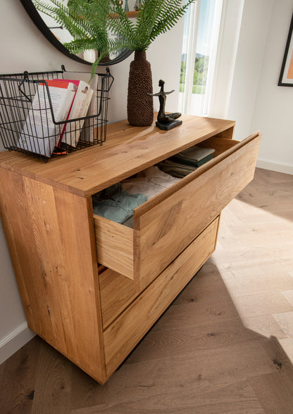 Infantil Schubkastenkommode Sevilla Wildeiche Massiv Natur inkl. Softclose-Funktion B/H/T 105 x 88 x 45 cm