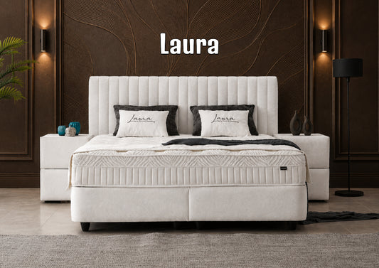 Boxspringbett Laura Cremweiß - mit Bettkasten & Stauraum, inkl. Lieferung & Montage
