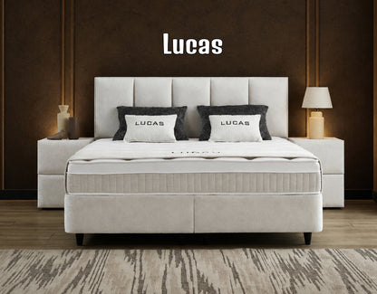 Boxspringbett Lucas Cremweiß - mit Bettkasten & Stauraum, inkl. Lieferung & Montage