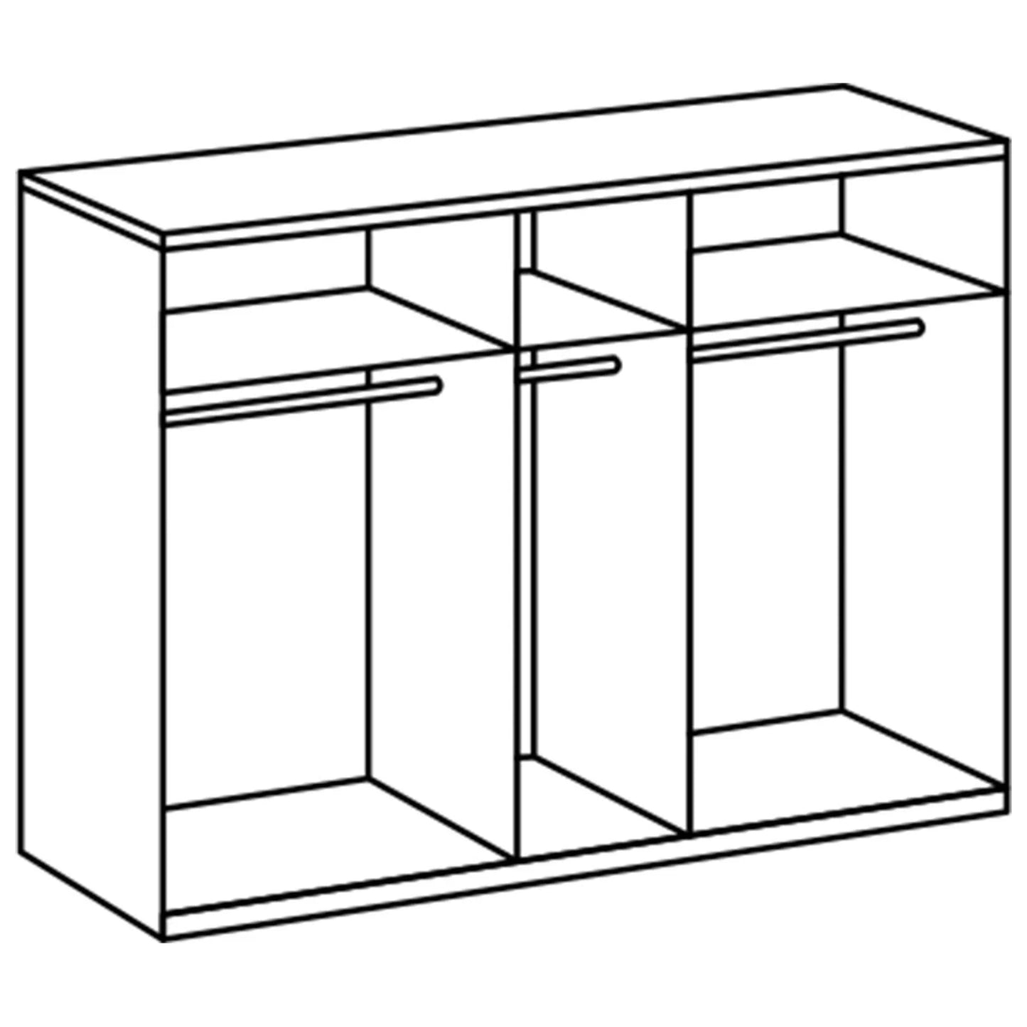 Drehtürenschrank Artemis 5-türig mit 3 Farbglastüren B/H/T 225 x 210 x 54 cm