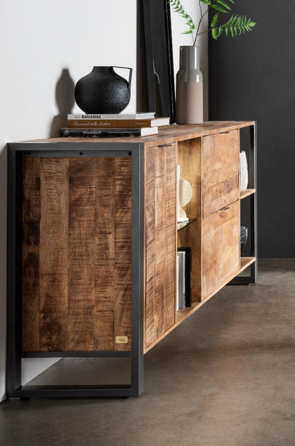 Sideboard Cayro Mangoholz massiv multifarbig inkl. Beleuchtung B/H/T 146/180 x 82 x 42 cm