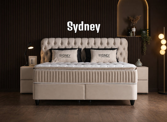 Boxspringbett Sydney Beige oder Grau mit Bettkasten & Stauraum, inkl. Lieferung & Montage