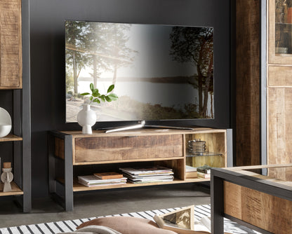 Wohnzimmer-Set Cayro 4-teilig inkl. Beleuchtung Mangoholz massiv multifarbig