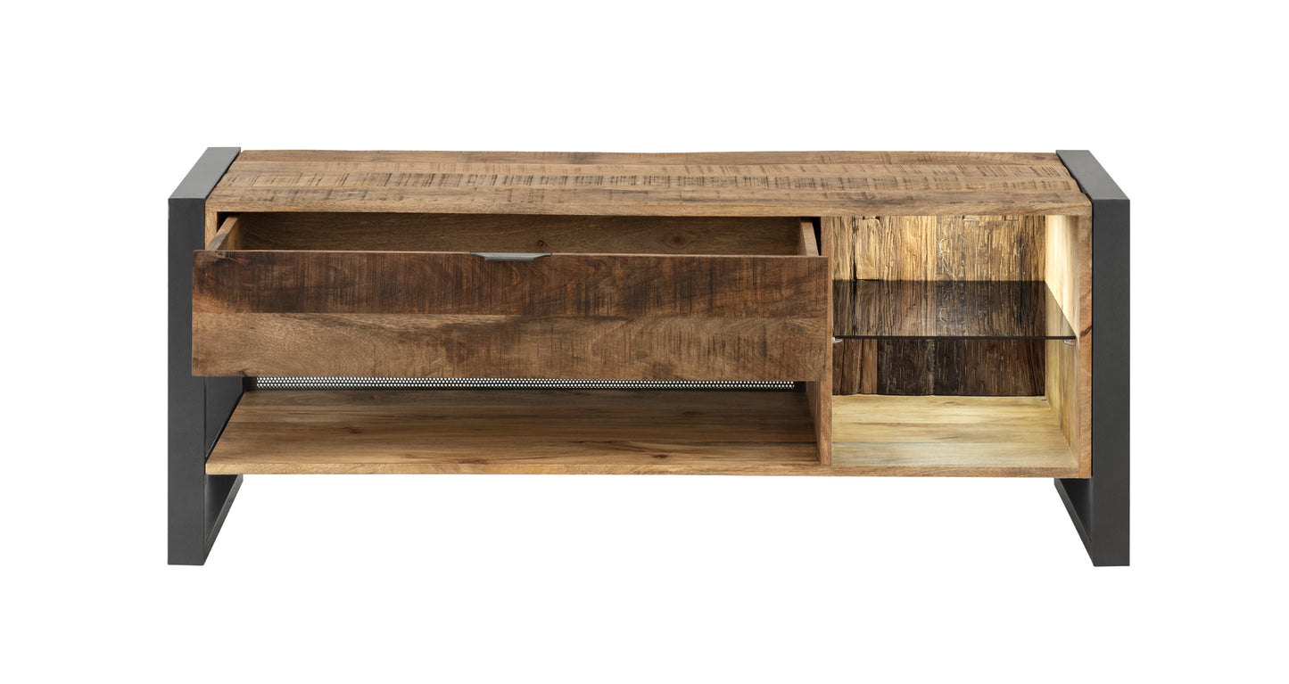 Wohnzimmer-Set Cayro 4-teilig inkl. Beleuchtung Mangoholz massiv multifarbig