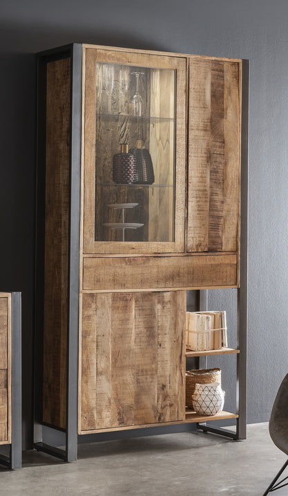 Wohnzimmer-Set Cayro 4-teilig inkl. Beleuchtung Mangoholz massiv multifarbig