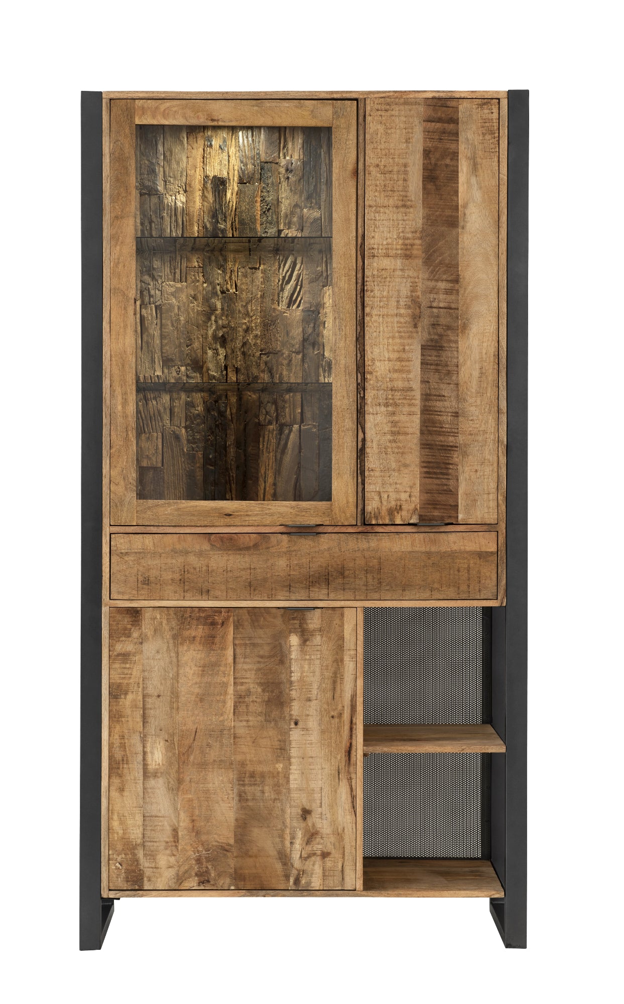 Wohnzimmer-Set Cayro 4-teilig inkl. Beleuchtung Mangoholz massiv multifarbig