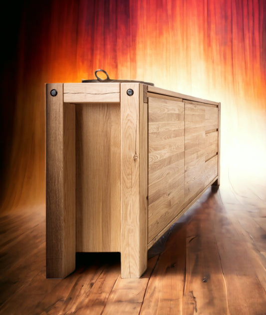 TPT Kommode Woodstock 2-türig und 3 Schubladen Eiche massiv geölt, ca. B/H/T 200 x 90 x 45 cm