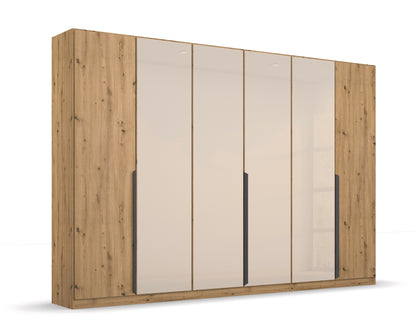 Drehtürenschrank Artemis 6-türig mit 4 Farbglastüren B/H/T 270 x 210 x 54 cm