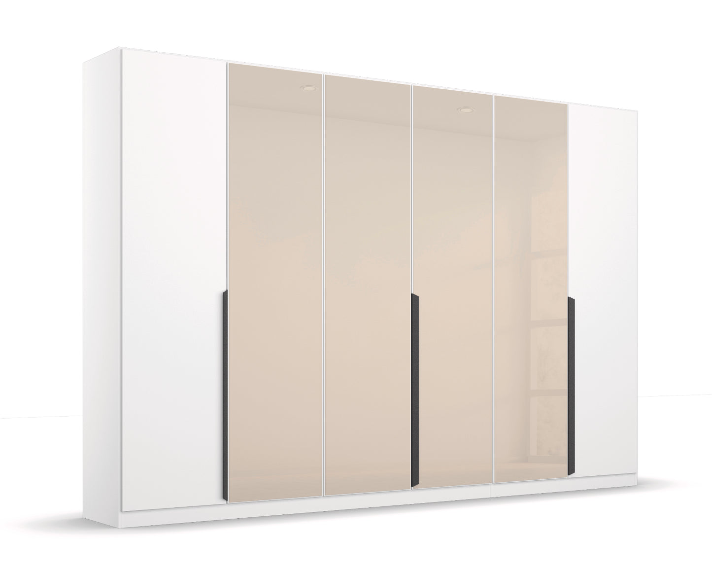 Drehtürenschrank Artemis 6-türig mit 4 Farbglastüren B/H/T 270 x 210 x 54 cm