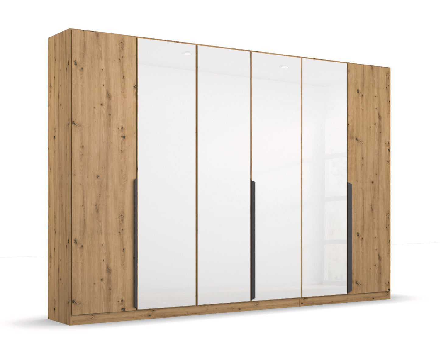 Drehtürenschrank Artemis 6-türig mit 4 Farbglastüren B/H/T 270 x 210 x 54 cm