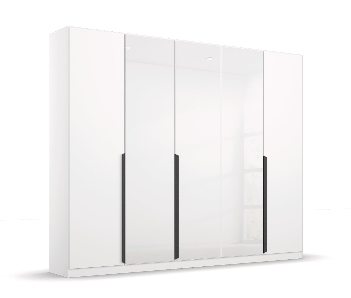 Drehtürenschrank Artemis 5-türig mit 3 Farbglastüren B/H/T 225 x 210 x 54 cm