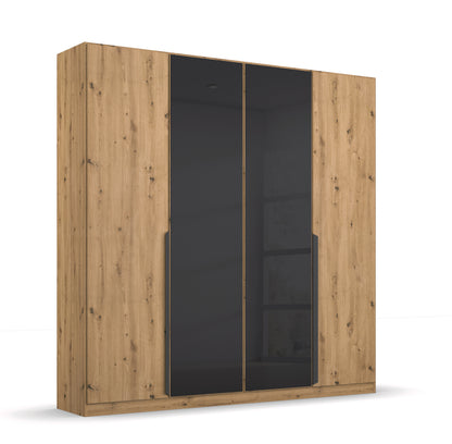 Drehtürenschrank Artemis 4-türig mit 2 Farbglastüren B/H/T 180 x 210 x 54 cm