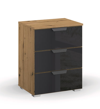 Nachtschrank Artemis mit 3 Schubladen Farbglas, B/H/T ca. 47 x 62 x 42 cm