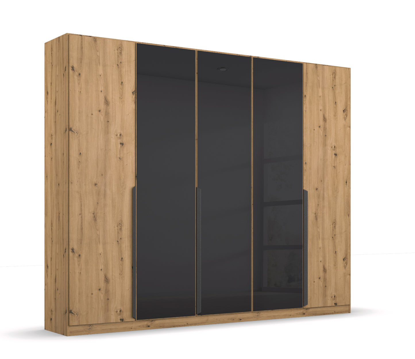 Drehtürenschrank Artemis 5-türig mit 3 Farbglastüren B/H/T 225 x 210 x 54 cm