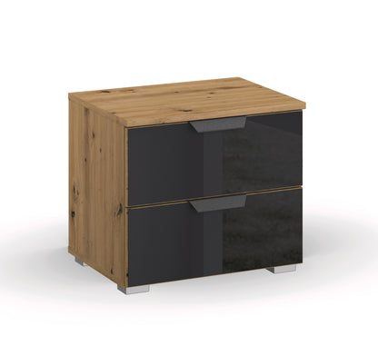 Nachtschrank Artemis mit 2 Schubladen Farbglas, B/H/T ca. 47 x 43 x 42 cm