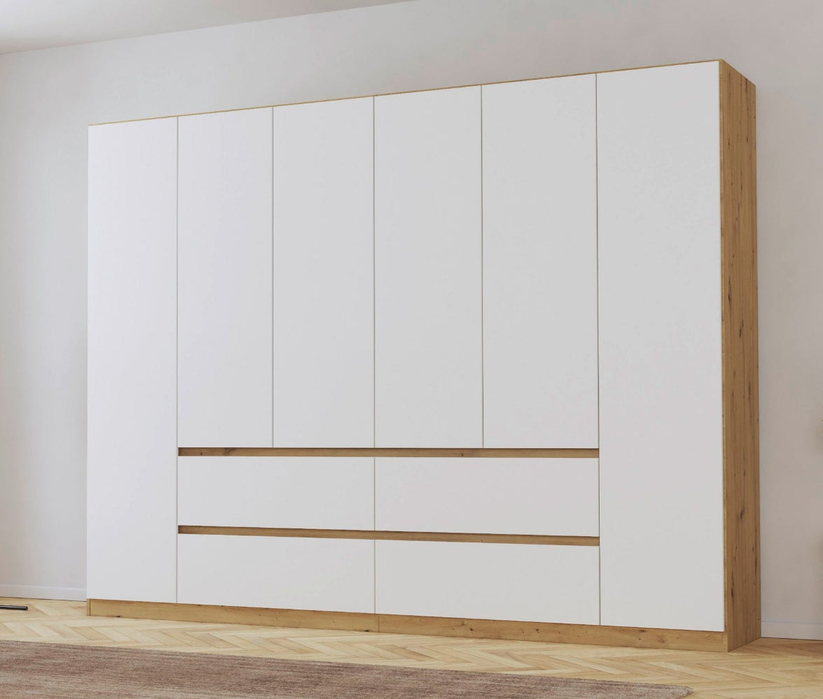 Drehtürenschrank Mainz 6-türig mit 4 Schubladen B/H/T ca. 270 x 210 x 54 cm