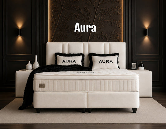 Boxspringbett Aura Crembeige - mit Bettkasten & Stauraum, inkl. Lieferung & Montage