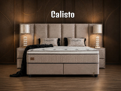 Boxspringbett Calisto Beige - mit Bettkasten & Stauraum, inkl. Lieferung & Montage