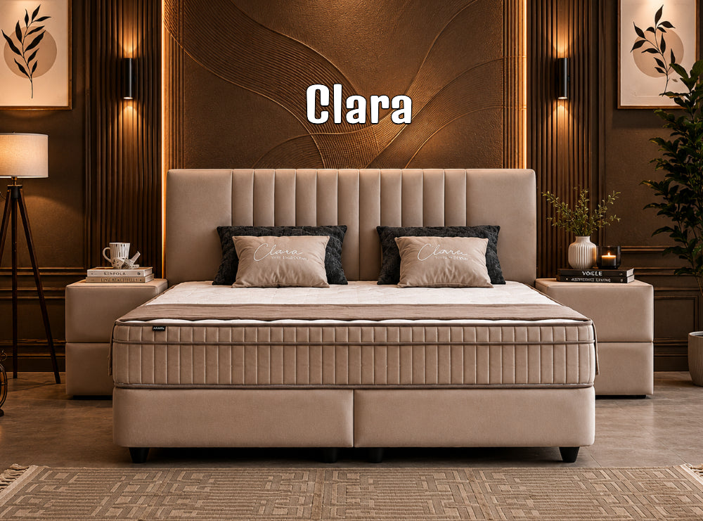 Boxspringbett Clara Beige - mit Bettkasten & Stauraum, inkl. Lieferung & Montage