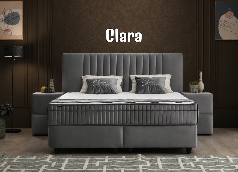 Boxspringbett Clara Grau - mit Bettkasten & Stauraum, inkl. Lieferung & Montage