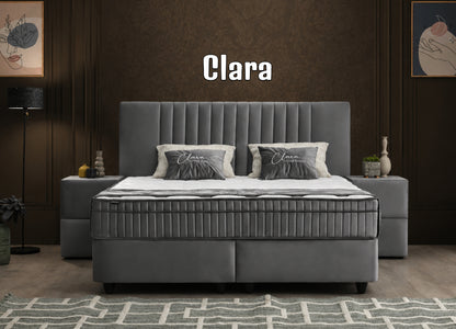 Boxspringbett Clara Grau - mit Bettkasten & Stauraum, inkl. Lieferung & Montage