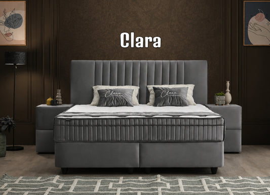 Boxspringbett Clara Grau - mit Bettkasten & Stauraum, inkl. Lieferung & Montage