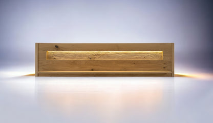 TPT Davos Wandregal Wildeiche massiv natur/blanco geölt, inkl. Beleuchtung B/H/T 155 x 24 x 38 cm