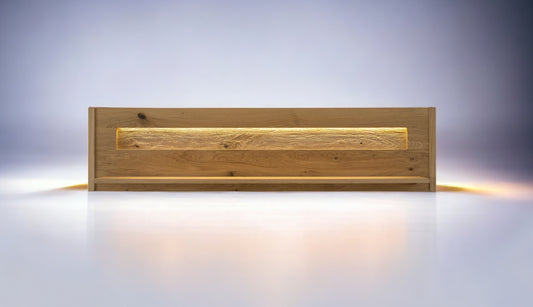 TPT Davos Wandregal Wildeiche massiv natur/blanco geölt, inkl. Beleuchtung B/H/T 155 x 24 x 38 cm
