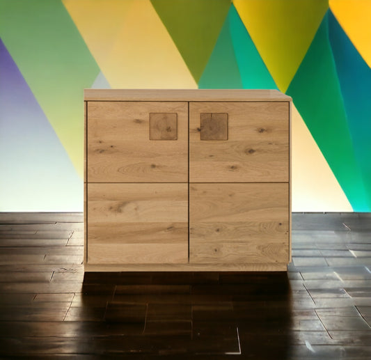 TPT Davos Sideboard 2-türig Wildeiche massiv natur/blanco geölt, inkl. Beleuchtung B/H/T 94 x 80 x 44 cm