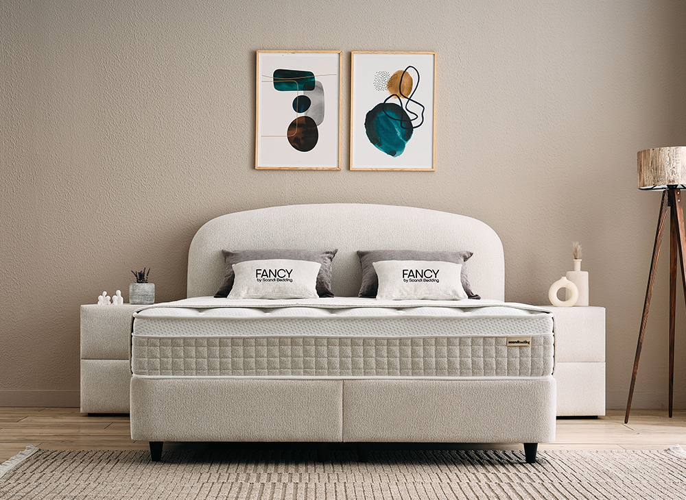 Boxspringbett Fancy Beige Voll-orthopädisches Komfortbett mit Bettkasten, Stauraum, inkl. Beleuchtung im Kopfteil, inkl. kostenlose Lieferung und Montage