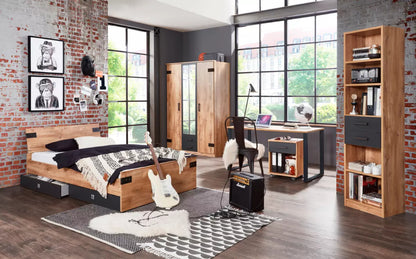 Drehtürenschrank Liverpool Jugenzimmer 3-türig mit Spiegeltür und 2 Schubladen B/H/T ca. 135 x 198 x58 cm
