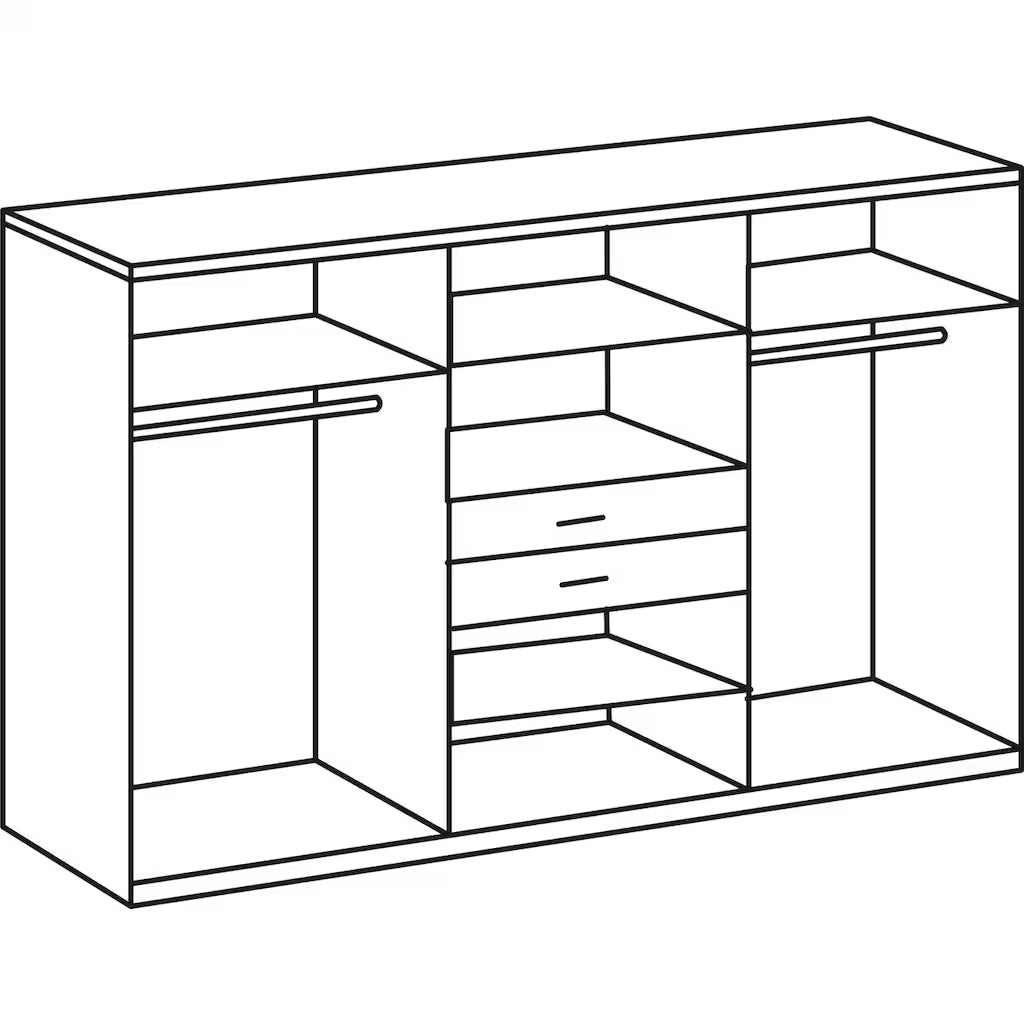 Drehtürenschrank Moldau 6-türig mit 2 Spiegel und 2 Schubladen B/H/T ca. 270 x 208 x 58 cm