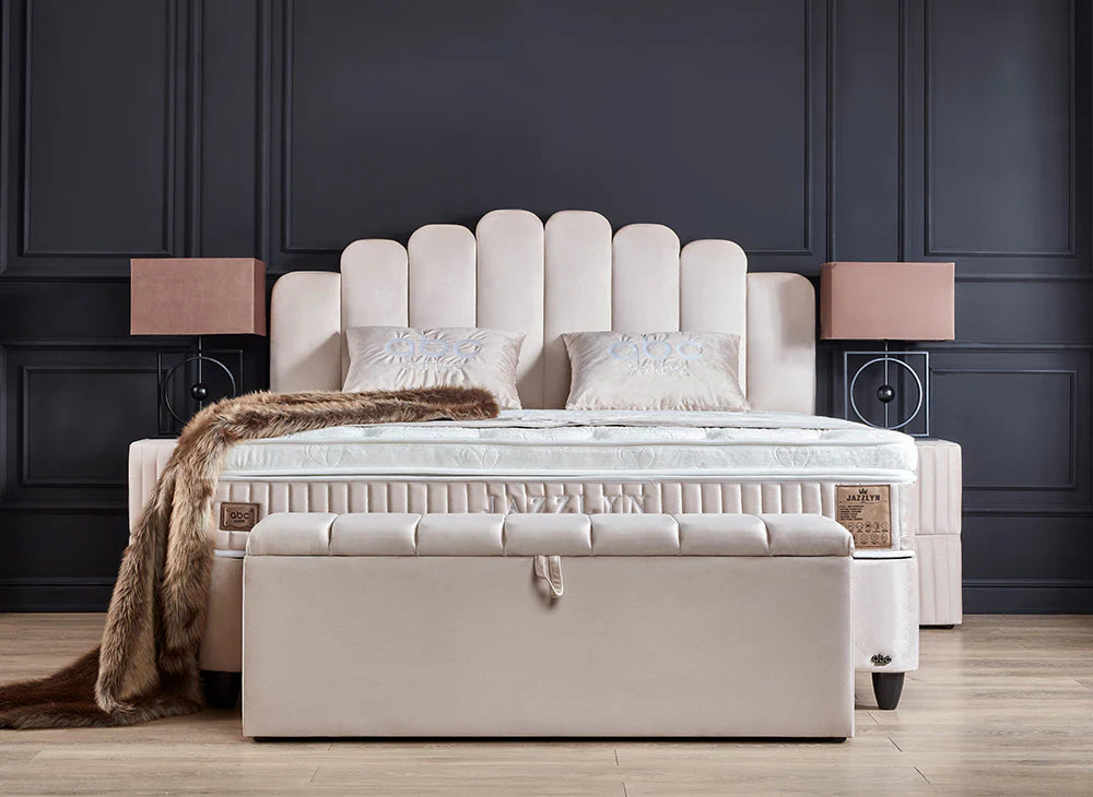 Boxspringbett Jazzlyn Beige - mit Bettkasten & Stauraum, inkl. Lieferung & Montage