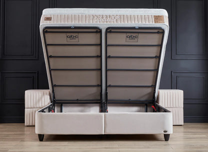 Boxspringbett Jazzlyn Beige - mit Bettkasten & Stauraum, inkl. Lieferung & Montage