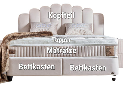 Boxspringbett Jazzlyn Beige - mit Bettkasten & Stauraum, inkl. Lieferung & Montage
