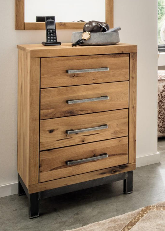 Garderobenkommode Brest Wildeiche/ Kernbuche massiv mit 4 Schubladen B/H/T 50 x 79 x 38 cm