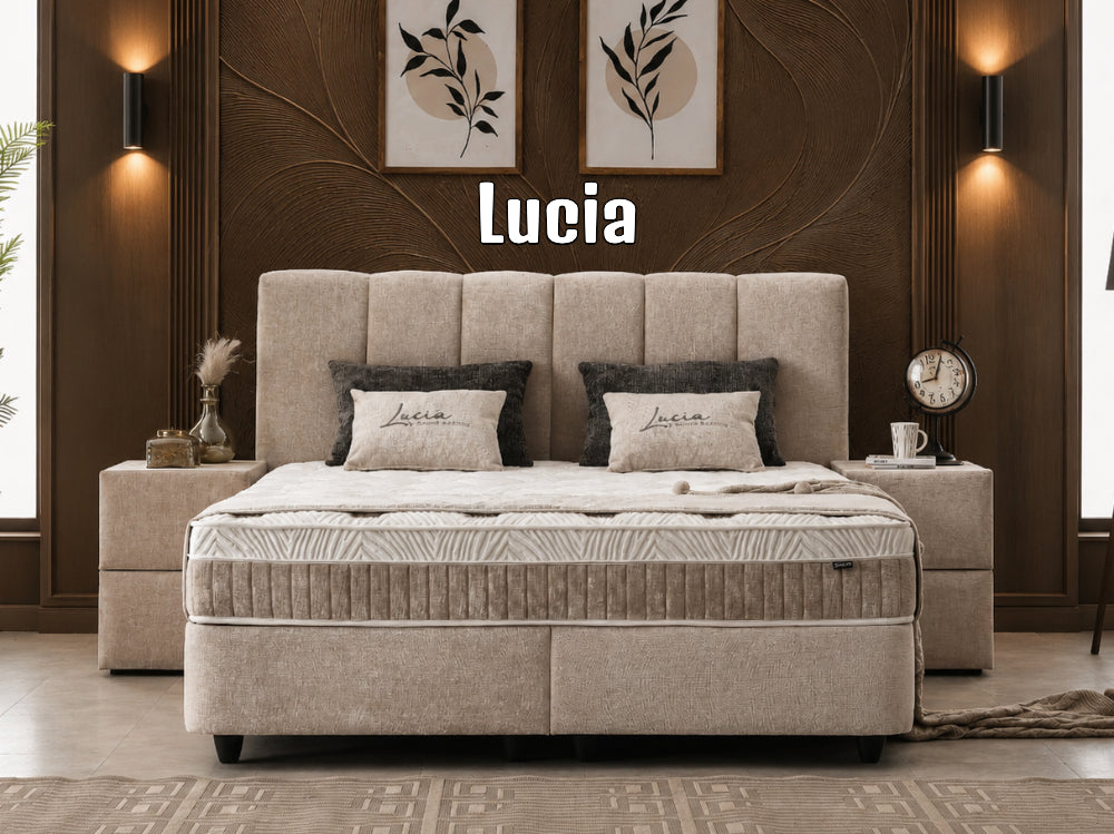 Boxspringbett Lucia Beige - mit Bettkasten & Stauraum, inkl. Lieferung & Montage