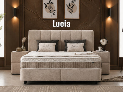 Boxspringbett Lucia Beige - mit Bettkasten & Stauraum, inkl. Lieferung & Montage