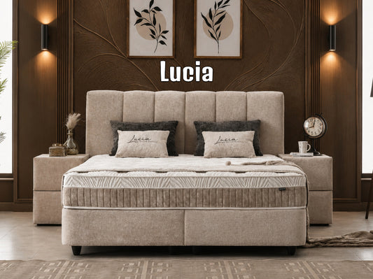 Boxspringbett Lucia Beige - mit Bettkasten & Stauraum, inkl. Lieferung & Montage