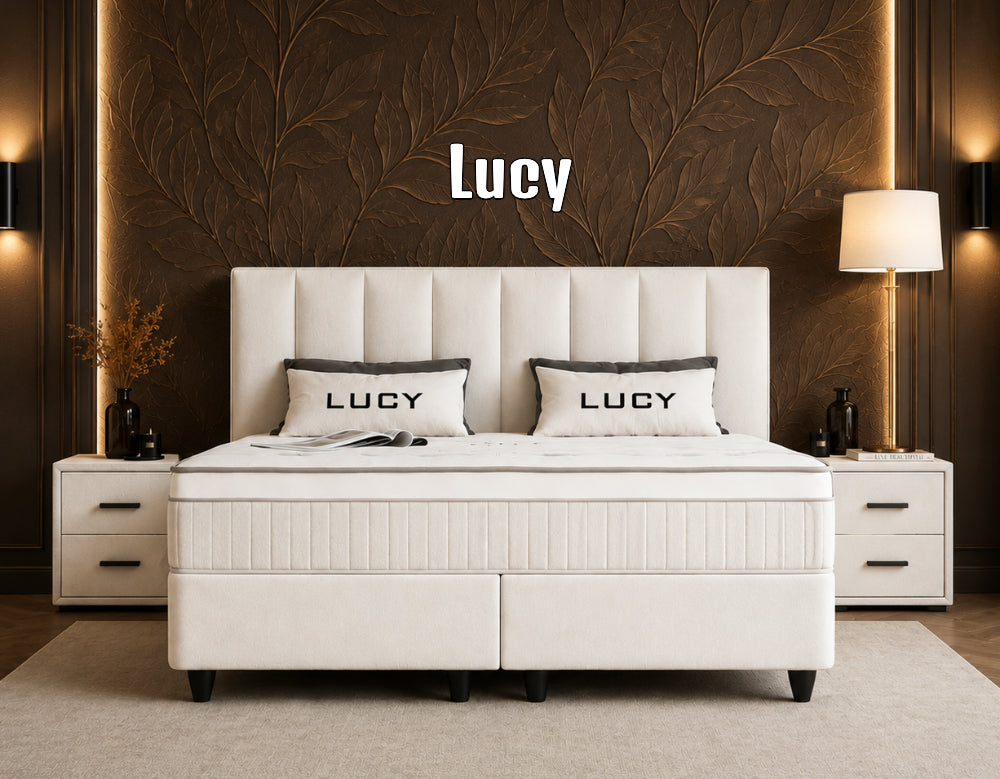 Boxspringbett Lucy Cremweiß - mit Bettkasten & Stauraum, inkl. Lieferung & Montage