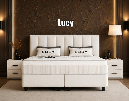 Boxspringbett Lucy Cremweiß - mit Bettkasten & Stauraum, inkl. Lieferung & Montage