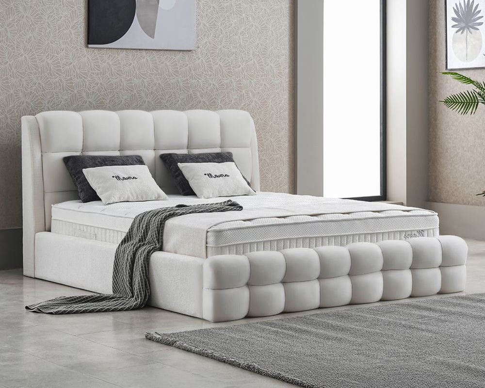 Boxspringbett Mauro Cremweiß - mit Bettkasten & Stauraum, inkl. Lieferung & Montage