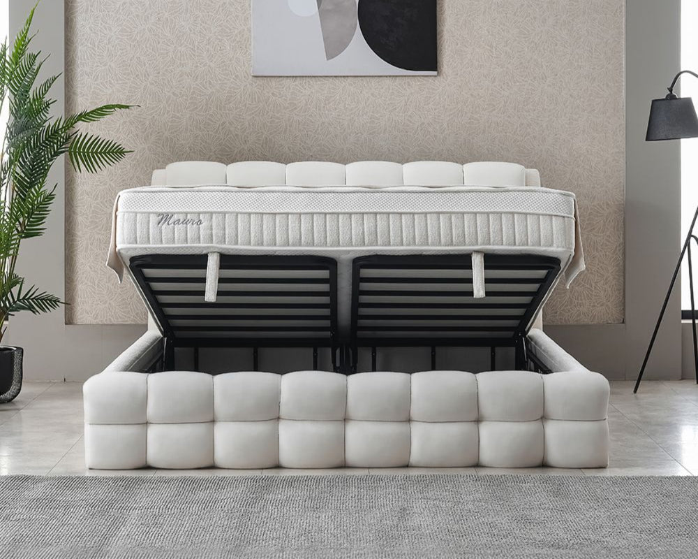Boxspringbett Mauro Cremweiß - mit Bettkasten & Stauraum, inkl. Lieferung & Montage