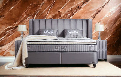 Boxspringbett Ophelia Grau mit Bettkasten Breite 160-180 x 200 cm