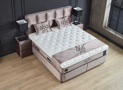 Boxspringbett Phantom Beige Voll-orthopädisches Komfortbett mit Bettkasten, Stauraum, inkl. kostenlose Lieferung und Montage