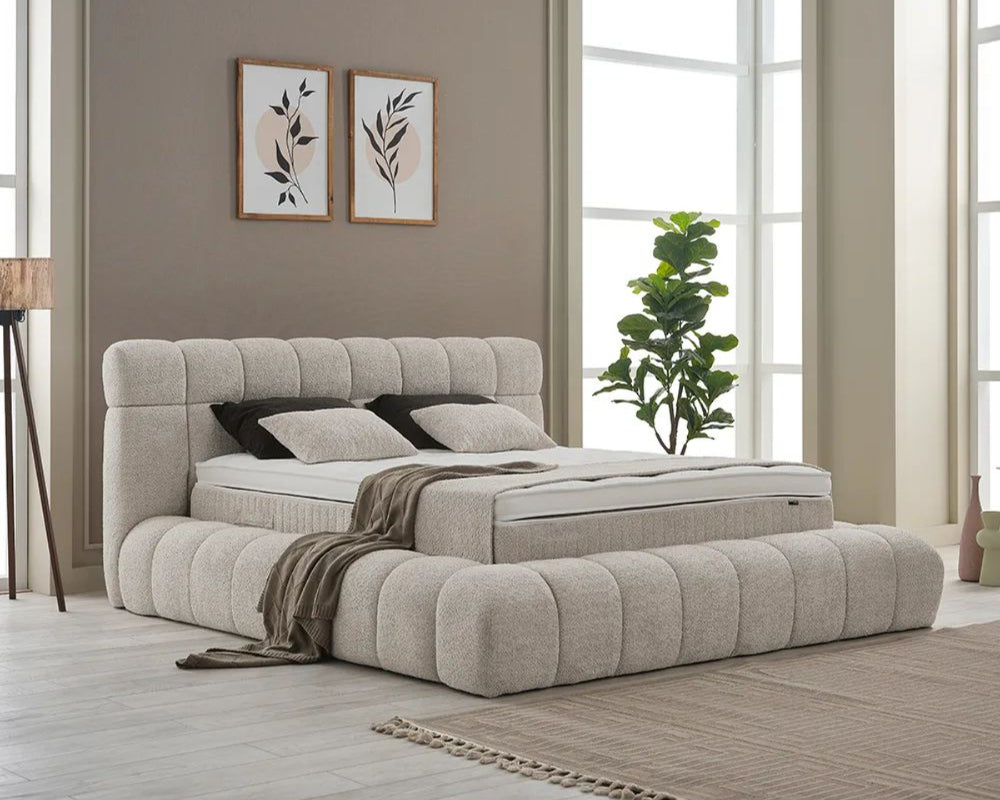 Boxspringbett Raina Beige - mit Bettkasten & Stauraum, inkl. Lieferung & Montage