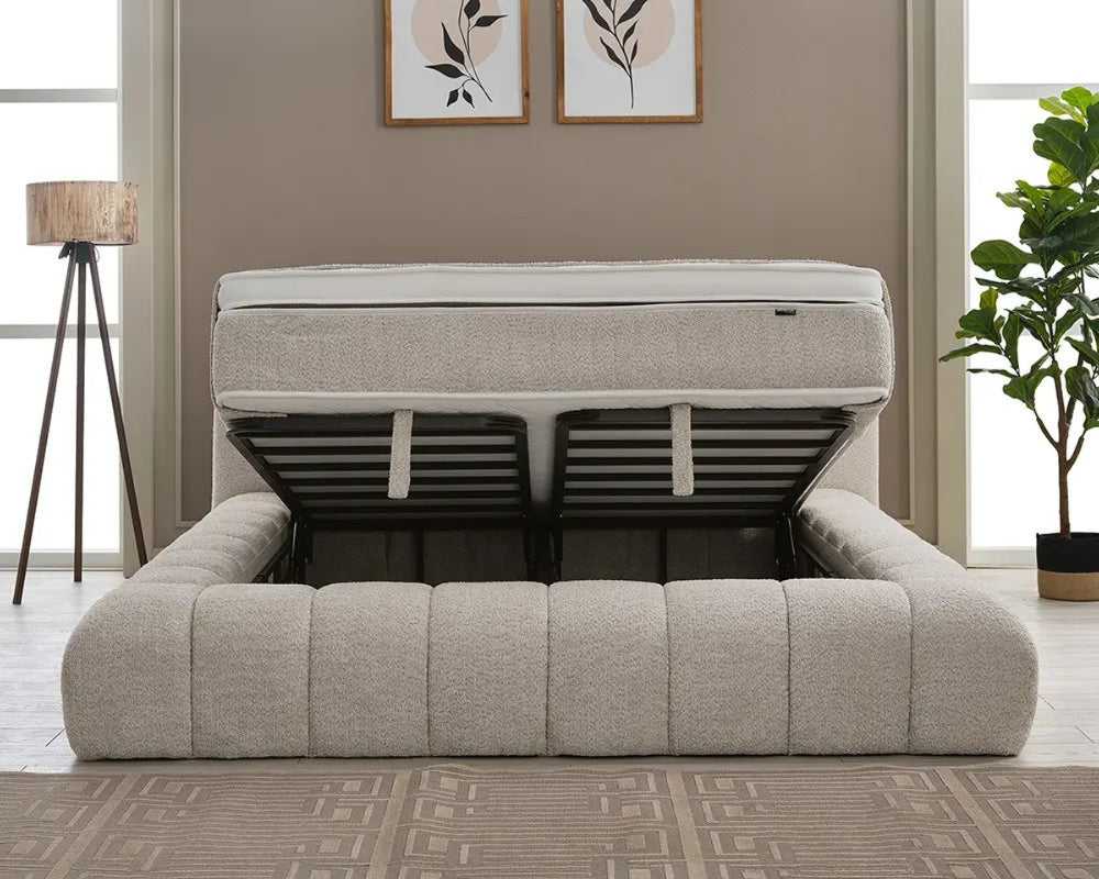 Boxspringbett Raina Beige - mit Bettkasten & Stauraum, inkl. Lieferung & Montage