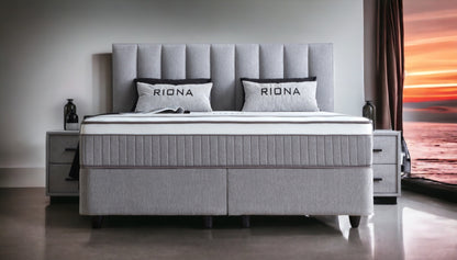 Boxspringbett Riona Seidengrau mit Bettkasten Breite 90-180 x 200 cm