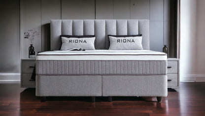 Boxspringbett Riona Seidengrau mit Bettkasten Breite 90-180 x 200 cm