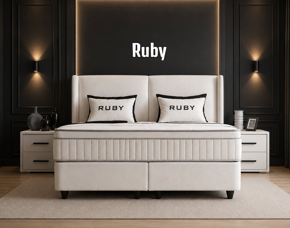 Boxspringbett Ruby Cremweiß - mit Bettkasten & Stauraum, inkl. Lieferung & Montage